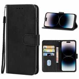 iPhone 14 Pro cover in imitation leather w card slots and strap -Black