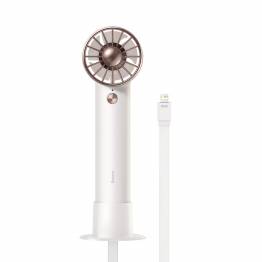 Baseus handheld fan with power bank and fixed Lightning cable - White