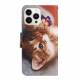 iPhone 14 Pro Max cover w flap and card slot in faux leather - Kitten