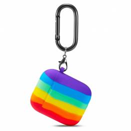  Silicone cover for AirPods 1/2 with carabiner - Rainbow