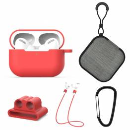 AirPods Pro 5-in-1 package w cover, strap, carabiner, holder and case - Red