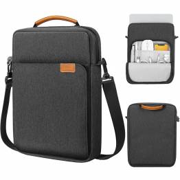 Shoulder bag for 13" MacBook w front compartment and fleece lining - Coal grey