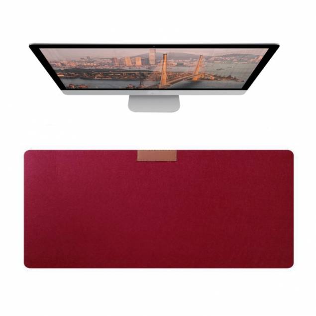 Beautiful large mouse pad in felt 70x33 cm - Wine red