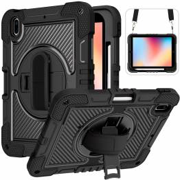 Extra protective iPad 10.9" 2022 cover with 2 straps and stand - Black
