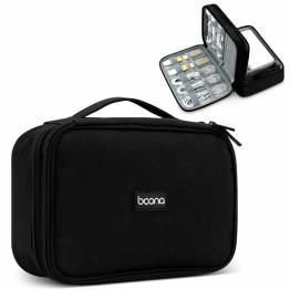 Bag in 2 layers w flexible compartments for cables and chargers- Black