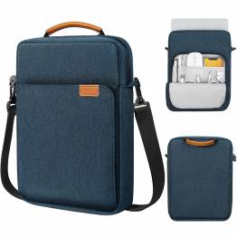 Shoulder bag for 13" MacBook w front compartment and fleece lining - Blue