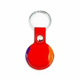  AirTag holder for keychain in imitation leather - Red/Purple Rainbow