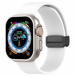Silicone strap for Apple Watch 42/44/45/49mm w magnetic clasp - White