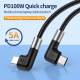 USB-C charging cable with angle 0.5m - 100W PD - black woven