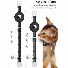  Collar with AirTag holder for pets with bell - Black