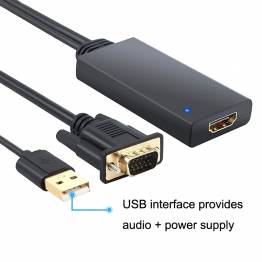  VGA to HDMI adapter with USB for power and sound - 1080p