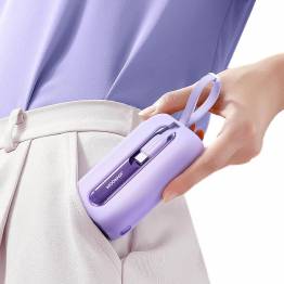  Mini Power Bank with Lightning and USB-C Cables - 10,000mAh - 22.5W - Purple