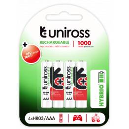 Uniross rechargeable AAA batteries - 1000 NiMh - 4 pcs