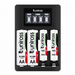 Uniross Ultra Fast charger for AA/AAA batteries including 4 pcs AA2100