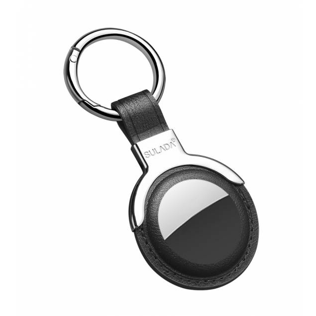 SULADA AirTag key ring holder in synthetic leather - Black