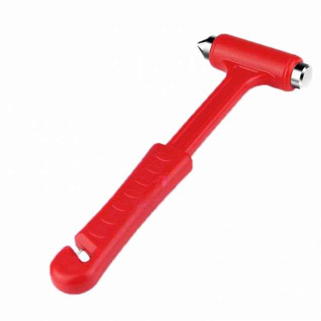 Emergency hammer with belt cutter for the car