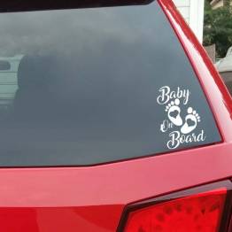  Baby on Board sticker for the rear window of the car - White