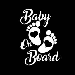 Baby on Board sticker for the rear window of the car - White