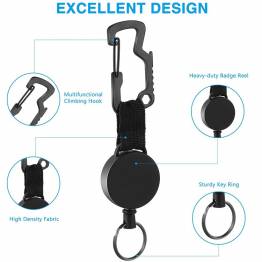  Key hanger with steel wire and carabiner with bottle opener - Black