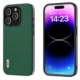 ABEEL iPhone 15 Pro cover - Litchi leather texture - Green