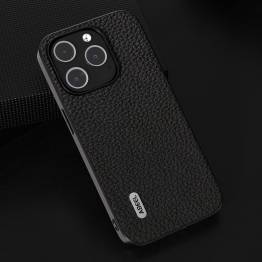  ABEEL iPhone 15 Pro cover - Litchi leather texture - Black