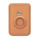 Magnetic card holder w AirTag holder in artificial leather - Light brown