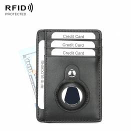 Card holder for 8 cards w AirTag holder in artificial leather - Black