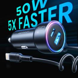  Joyroom 3-in-1 car charger - USB, USB-C and wired Lightning - 45W