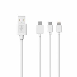 Multi charger cable Lightning, MicroUSB and USB-C Sinox