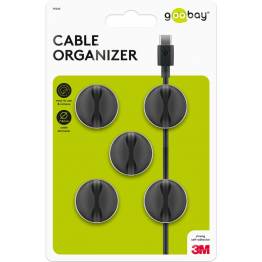Goobay self-adhesive cable holder in stable rubber - 5 pcs - Black