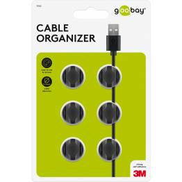 Goobay mini self-adhesive double cable holder in rubber - 6 pcs - Black