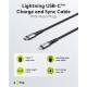 Goobay robust woven USB-C to Lightning cable - MFi - 1m - Black/grey