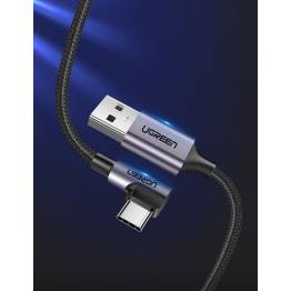  Ugreen USB to USB-C QC3.0 cable with angle - 2m - Black woven