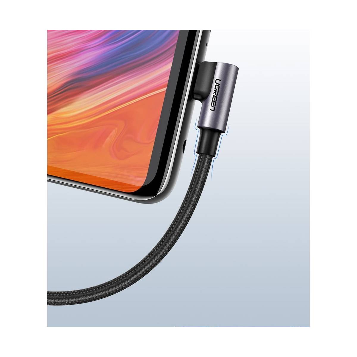 Ugreen USB to USB-C QC3.0 cable with angle - 2m - Black woven 