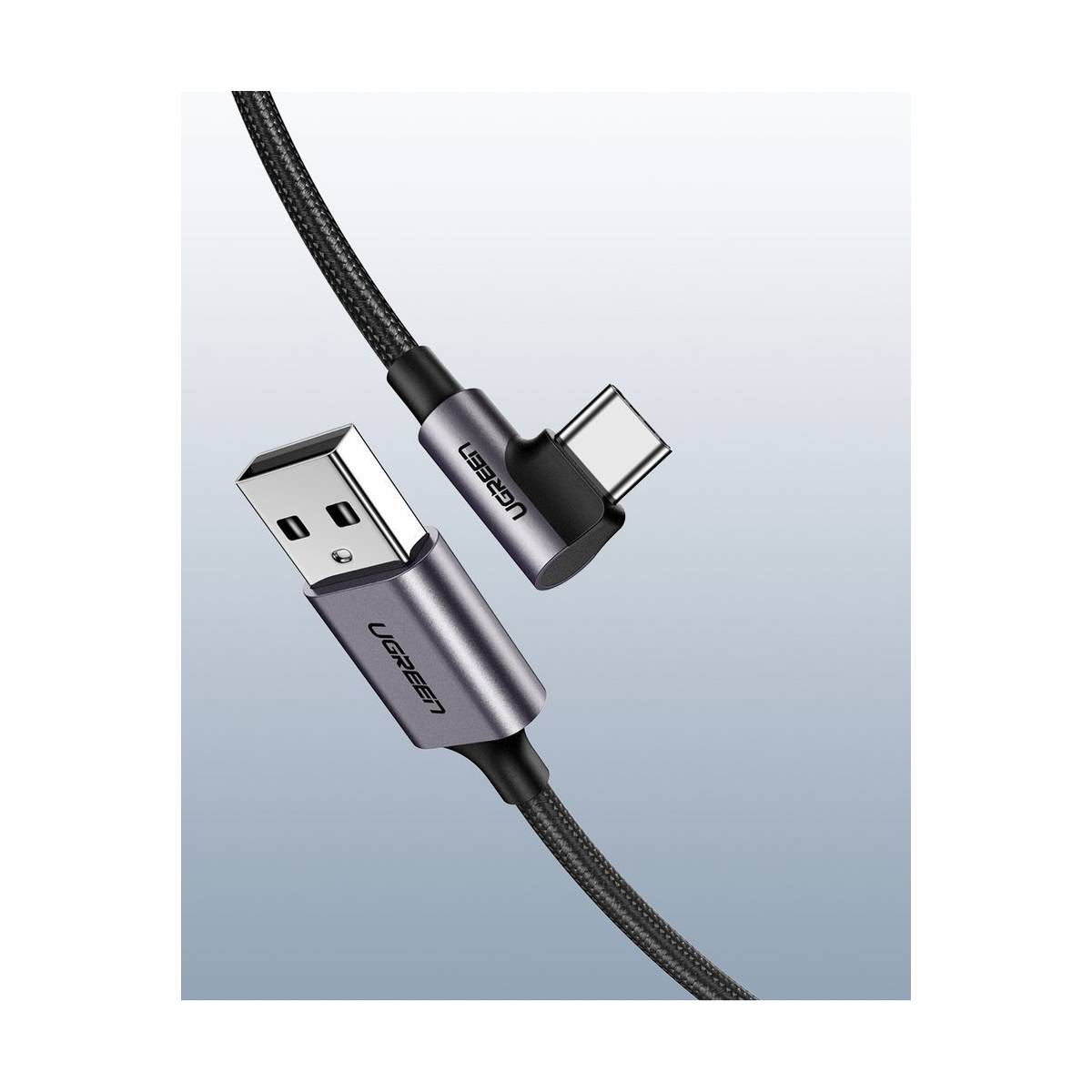 UGREEN USB-A MALE TO USB-C 3.0 3A 90-DEGREE ANGLED CABLE 1M (BLACK)