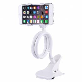 Flexible iPhone holder for table and bed with clamp handle - 50cm - White