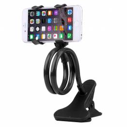 Flexible iPhone holder for table and bed w clamp handle - 50cm - Black