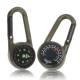 Carabiner in metal with compass and thermometer - 6.8 cm - Green/black