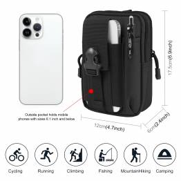  Belt bag for hikers, geocachers, cyclists etc. with iPhone space - Black