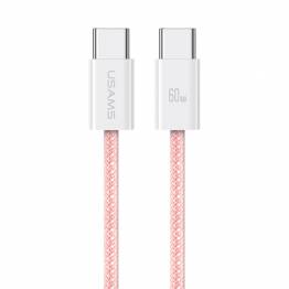 USAMS Woven USB-C Cable 60W PD Charging Cable - Pink - 1.2m