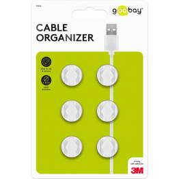 Goobay mini self-adhesive double cable holder in rubber - 6 pcs - White
