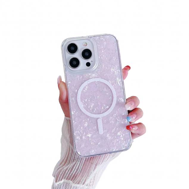 iPhone 13 / 14 MagSafe cover with mother-of-pearl effect - Pink