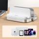 Adjustable holder for MacBook / PC laptop with iPhone/iPad holder - White