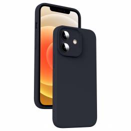 Silicone iPhone 12 case with microfiber lining - Black
