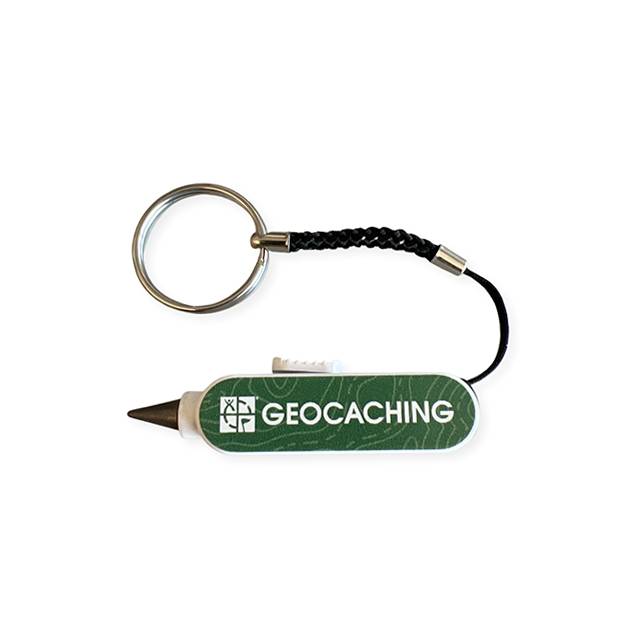 Geocaching retractable eternity pencil with keychain