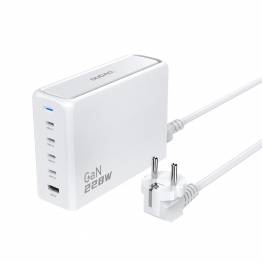 Dudao GaN 5-port PD - 4x USB-C and 1x USB-A - 228W charger - White