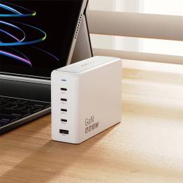  Dudao GaN 5-port PD - 4x USB-C and 1x USB-A - 228W charger - White