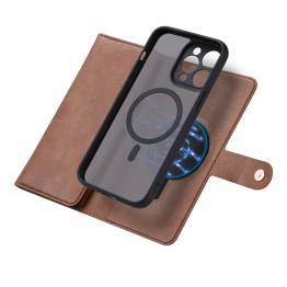  Removable iPhone 13 Pro MagSafe cover in faux leather case with card slots and zipper pocket
