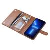 Removable iPhone 13 Pro MagSafe cover in faux leather case with card slots and zipper pocket