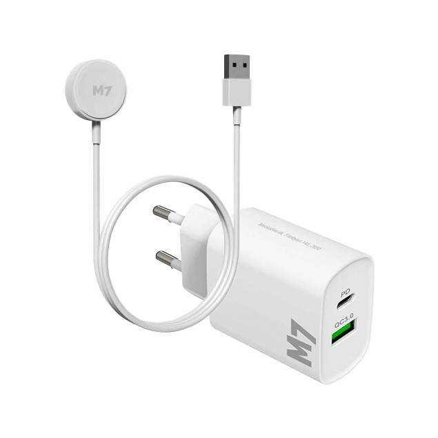 M7 Apple Watch charging pack - 1 meter USB cable + dual charger